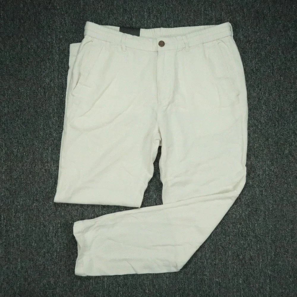 Banana Republic Pants Mens 33x32 White Linen Blend Athletic Fit Trouser Chino